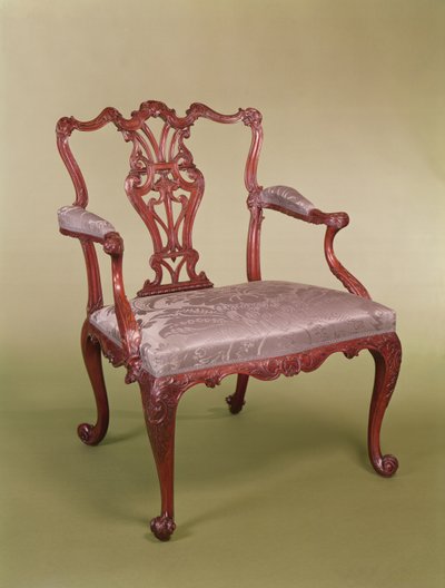 トーマスチッペンデールのアームチェア、1760年頃（マホガニー） 作： Thomas Chippendale